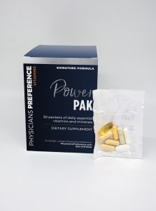 Dark Blue box of PowerPak vitamins