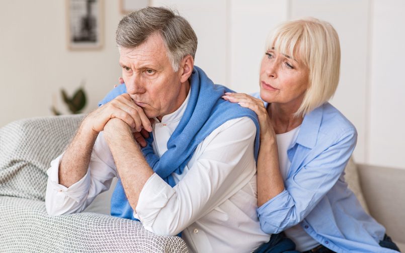 mature woman worried about her husband
